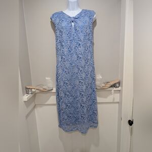 Casual Blue Sleeveless Sheath Midi Dress